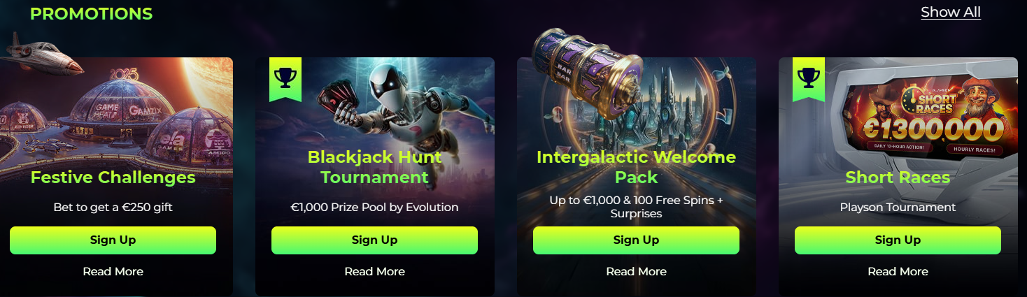 Bonus de bienvenue intergalactique proposé par Space Fortuna Casino